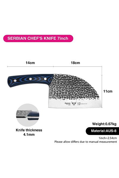 Fissman Cleaver Knife 7'' Japanese Knife w/ Sheath, AUS-8 Stainless Steel Korouchi Finish El Toro