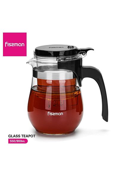 Fissman Tea Pot with Removable Infuser 550mL, Glass Teapot Gunfu Series, Great For Loose Leaf Tea
