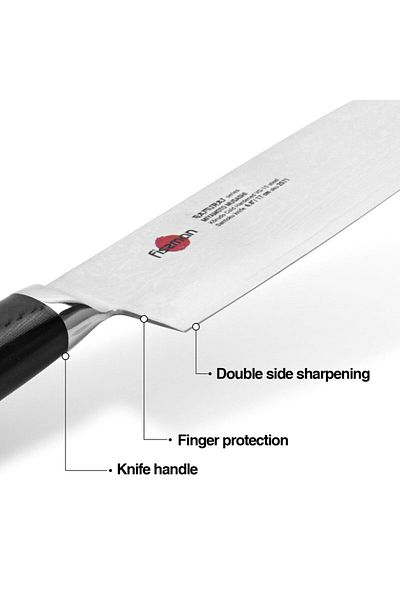 Fissman 6.8" Santoku Knife SAMURAI MUSASHI 17 Cm (Steel DAMASCUS)