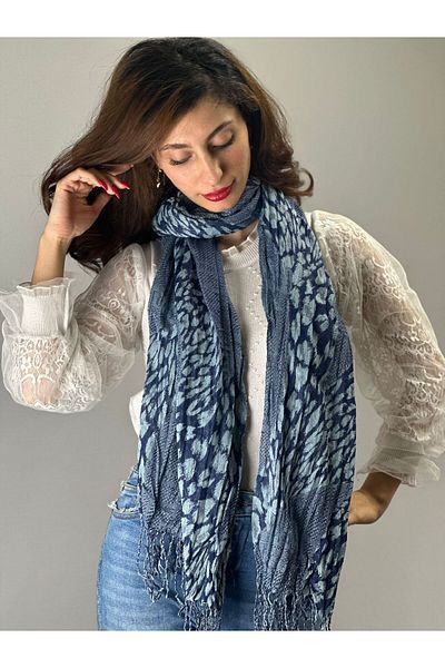 Gönülden Tasarım ΜΑΛΑΚΟ ΣΑΛΙ UNISEX ΜΕ ΣΧΕΔΙΟ ΛΕΟΠΑΡ 190Χ65 εκ.