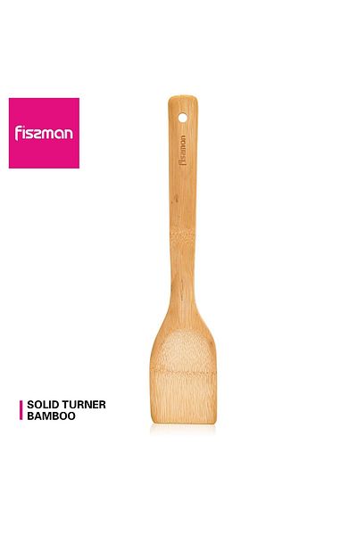 Fissman Wooden Turner 30cm, Bamboo Flat Turner with Hanging Hole for Cooking, Baking
