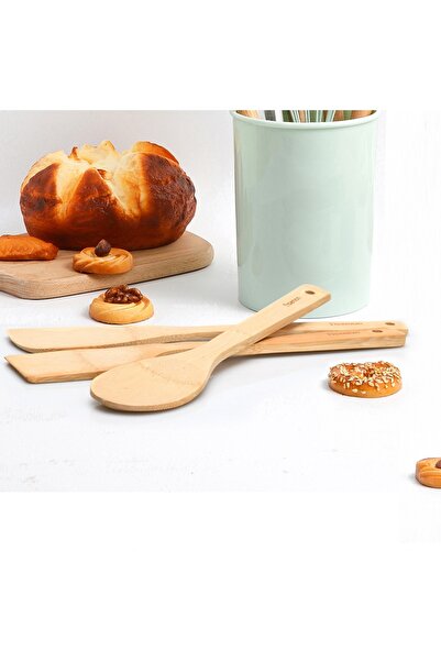 Fissman Wooden Turner 30cm, Bamboo Flat Turner with Hanging Hole for Cooking, Baking