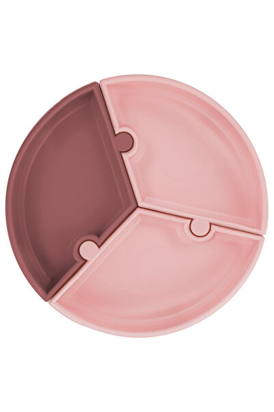 MinikOiOi - Silicone Puzzle Plate - Pink/Rose