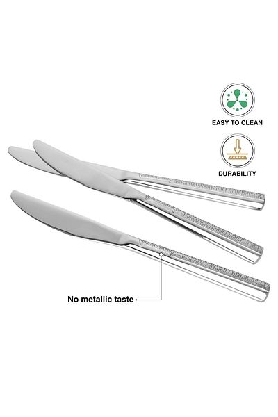 Fissman 3-Piece Dinner Knife 22.5cm, Stainless Steel Cutlery Set Flor Series Silverware Set