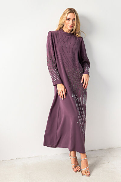 VAVİNOR Βραδινό φόρεμα λιλά Nara με πέτρα