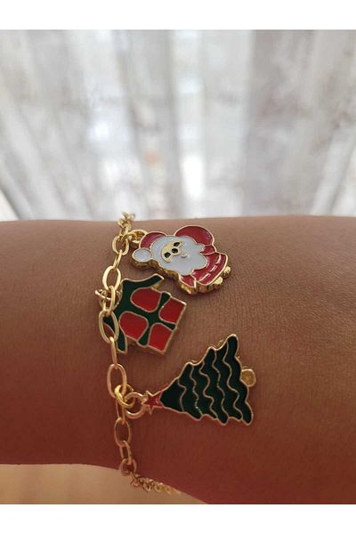 Kız Kardeşlerin Atölyesi Christmas Charm Bracelet - New Year's Bracelets, New Year's Gift, 13-22cm Bracelet
