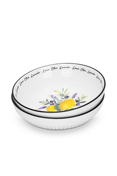 Fissman 2-Piece Deep Plates Lemon Provence Series 18cm Porcelain