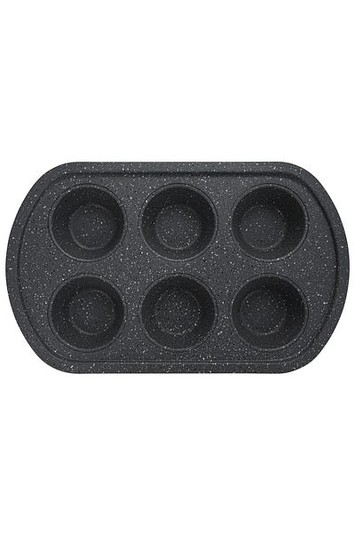 Fissman Muffin Pan 6-Piece Cupcake Baking Pan, Carbon Steel Non Stick Muffin Pan, Granite Coating