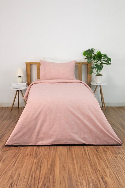 FAVORA Set cuvertură de pilota unică Vega Cotton Ranforce cu cearșaf elastic - Pulbere