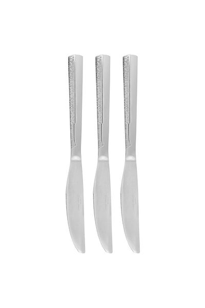 Fissman 3-Piece Dinner Knife 22.5cm, Stainless Steel Cutlery Set Flor Series Silverware Set