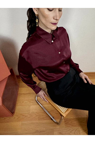 Shems Istanbul 100% İpek saten oversize gömlek