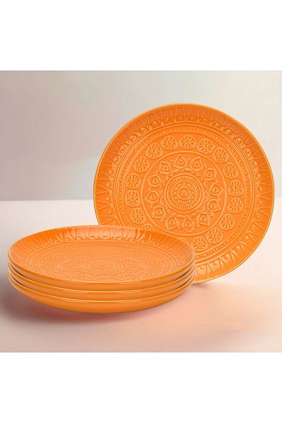 Fissman Ceramic Dinner Plate 20.8cm, Motif Series Ceramic Tableware Dishes, Orange