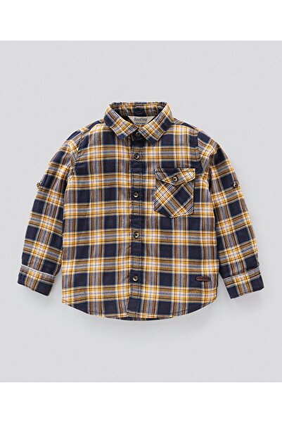 Bonfino Full Sleeves Checks Hooded  Shirt - Yellow Blue
