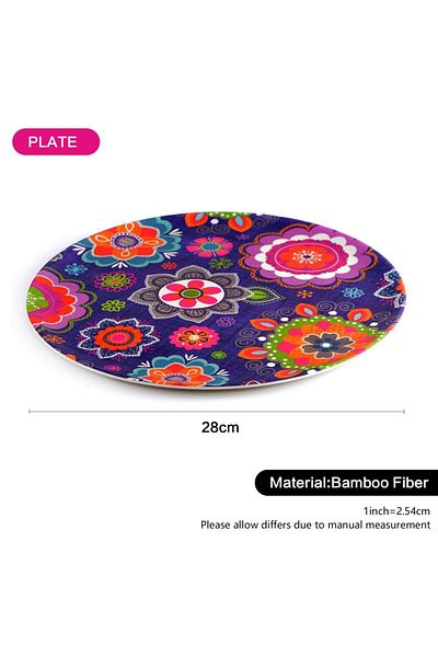 Fissman 1-Piece Flower Printed Plate Purple/Pink/Green 28cm