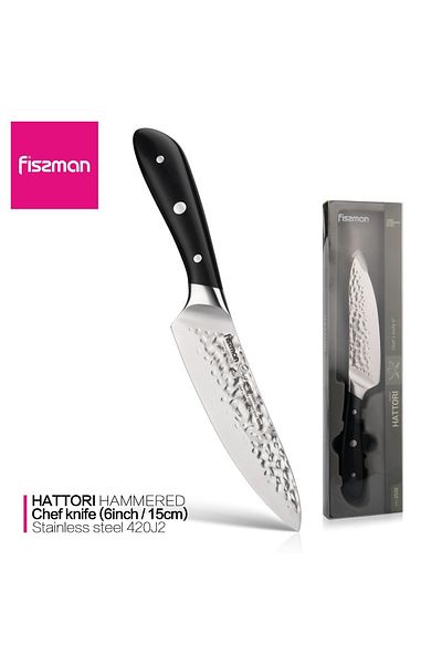 Fissman Chef Knife 6'' Ultra Sharp, 420J2 Japanese Stainless Steel Knife Hattori Series