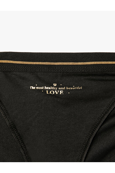 Koton Brazilian Külot Slogan Baskılı Ribanalı Çizgi Detaylı