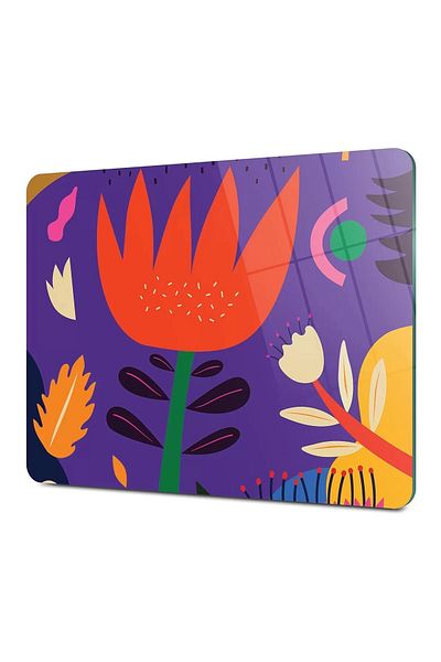 Decovetro Glass Cutting Board and Presentation Holder Purple Tulip Patterned 20X30 cm
