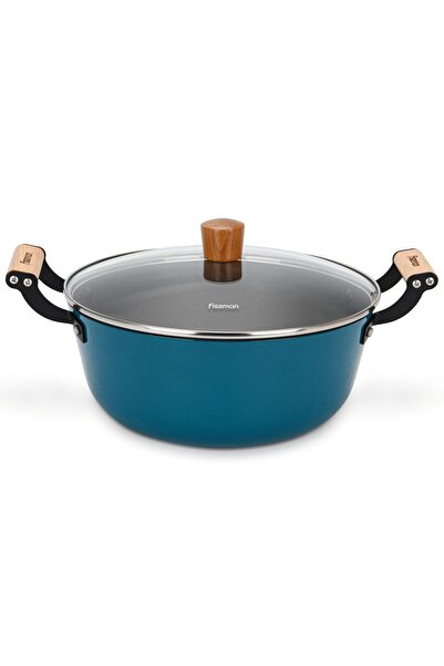 Fissman Non-Stick Stockpot w/ Glass Lid Seagreen Series Enamelled Lightweight Cast Iron 28x12cm/6L