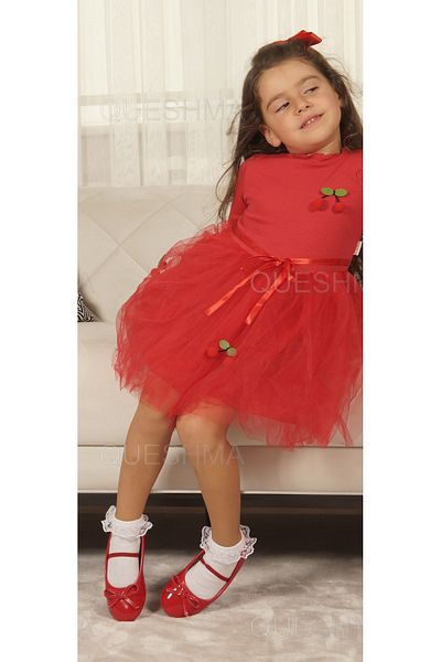 QUESHMA Mobile Cherry Lined Tulle Tutu Girl's Dress
