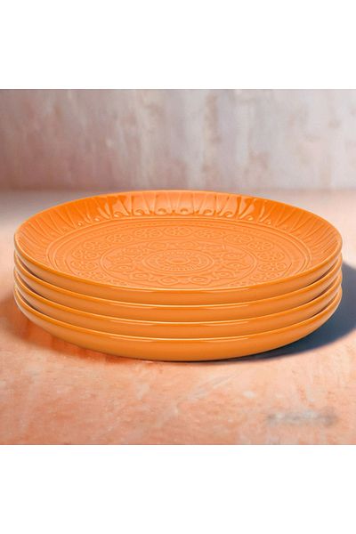 Fissman Ceramic Dinner Plate 20.8cm, Motif Series Ceramic Tableware Dishes, Orange
