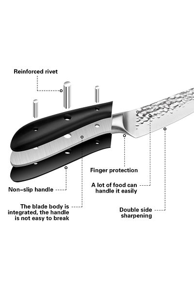 Fissman Chef Knife 6'' Ultra Sharp, 420J2 Japanese Stainless Steel Knife Hattori Series