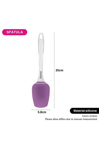 Fissman Silicone Spatula Turner, Transparent Handle High-Heat Resistant Spreading Spatula (Purple)