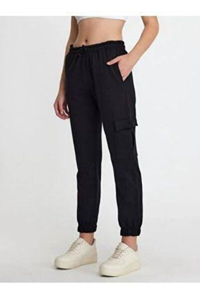 FİTGO Ženske crne trenirke Kargo džep