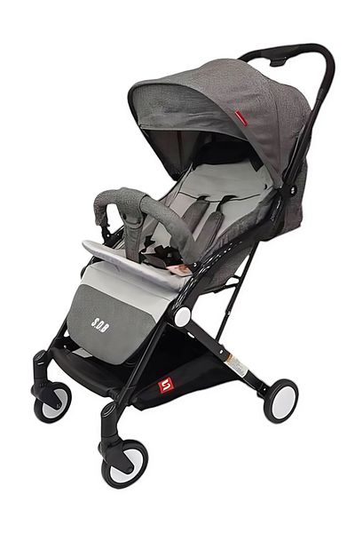 BabyCara Lightweight Compact Baby Stroller Pram Easy Fold Travel Carry On Plane, Grey