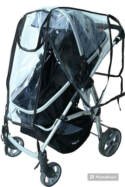 Tois Baby Zippered Baby Stroller Rain Cover Black (Compatible with All Baby Prams)