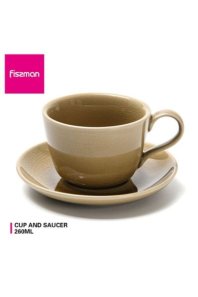 Fissman 2-Piece Cup And Saucer Brown 260ml