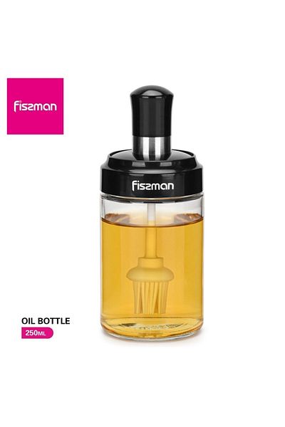 Fissman زجاجة زيت مع فرشاة أسود/شفاف 250 مل