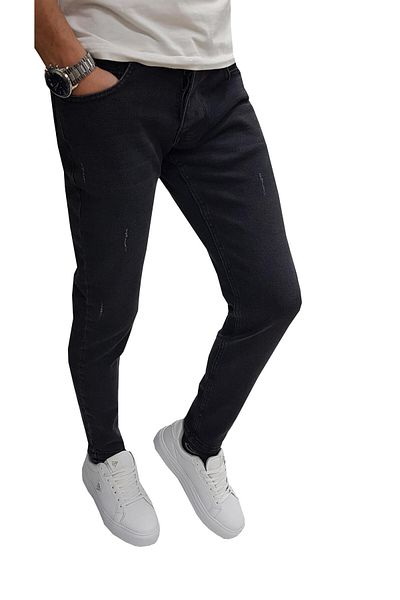 DENİM LONİ Ενεργή Μαύρο Slim Fit Τζιν Παντελόνι - 6692