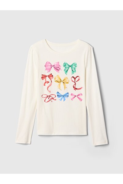 GAP Kız Çocuk Beyaz Grafik T-Shirt