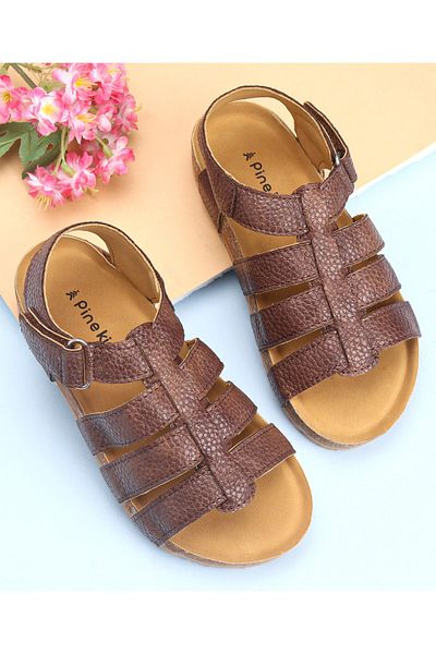 Pine kids Velcro Closure Sandals - Brown