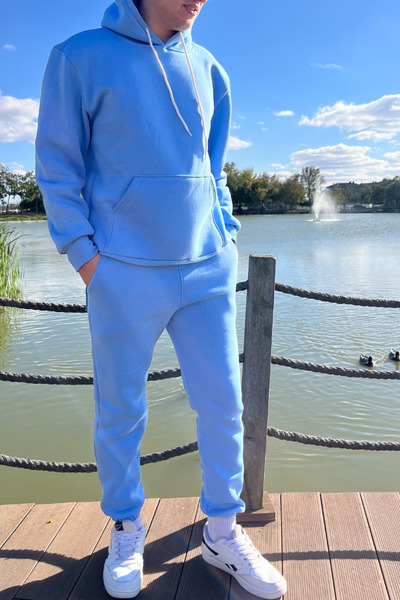 ruNadeS Ανδρικό σετ αθλητικής φόρμας με ριγέ ριγέ χαλαρή εφαρμογή με ελαστικά πόδια και τσέπη καγκουρό - Ρούχα για το σπίτι