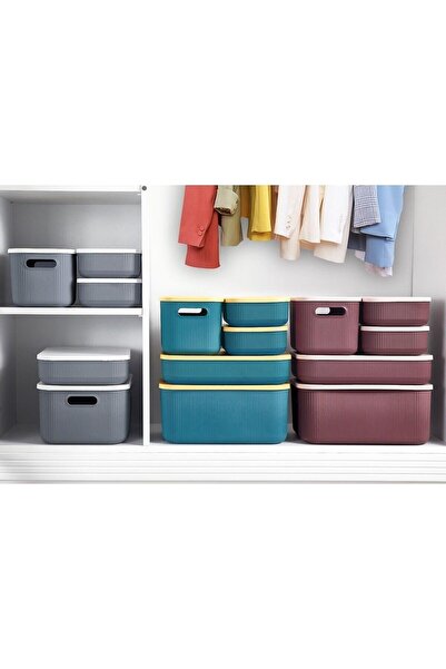 Bayev 5 τεμάχια μωβ ντουλάπα Organizer Κουτί αποθήκευσης με καπάκι Καλάθι πλυντηρίου Κάλτσες Σετ οργάνωσης ρούχων