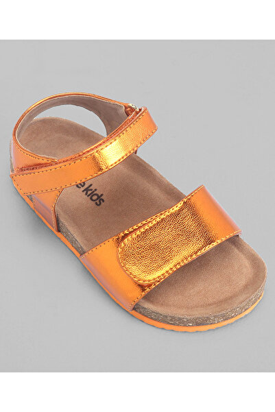 Pine kids Casual Wear Sandals with Velcro Belt Closure - Orange Metallic