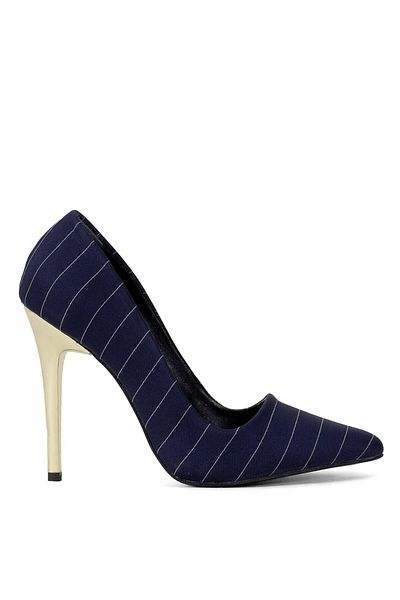 Ayakkabı Fuarı Elit Mst1920S - Women's Navy Blue Satin Stiletto