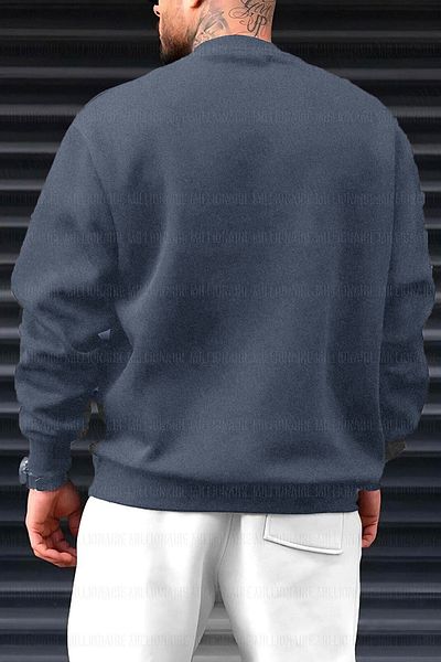 Millionaire Ανδρικό Smoked Basic 0 Crew λαιμόκοψη μονόχρωμο oversize φαρδύ φλις φούτερ