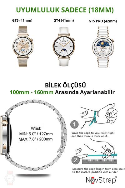 NovStrap Compatible with Huawei Watch Gt4 41mm Gt5 41mm Watchband 18mm Luxury Slim Metal Mesh with Magnet Buckle