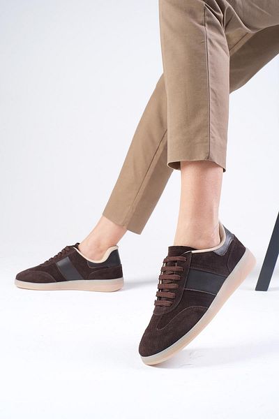 Mio Gusto Γυναικεία casual αθλητικά παπούτσια Nicole Γνήσιο καστόρι καφέ