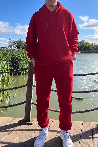 ruNadeS Men's Relaxed Fit Sweatpants with Raised Inside and Elastic Legs and Kangaroo Pocket - Home Wear