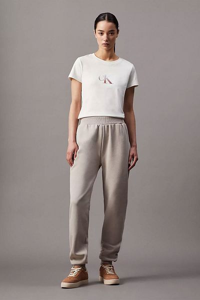 Calvin Klein Dámské tepláky CK Raised Embossed Logo Beige Jogger
