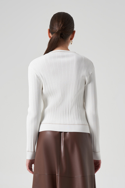 Nuss Ecru Mercerized Knitwear Short Cardigan - Button Detailed 1115