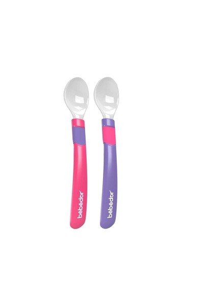 Bebedor 4 Months Pink Purple Silicone Tip Food Spoon - Pack of 2 8554