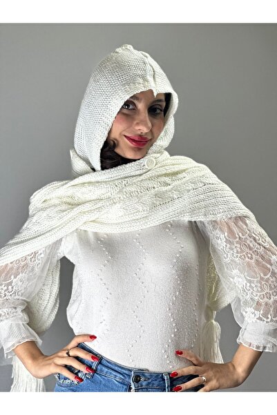 Gönülden Tasarım Трикотажний плетений жіночий шарф з капюшоном і ґудзиками 200X40 см