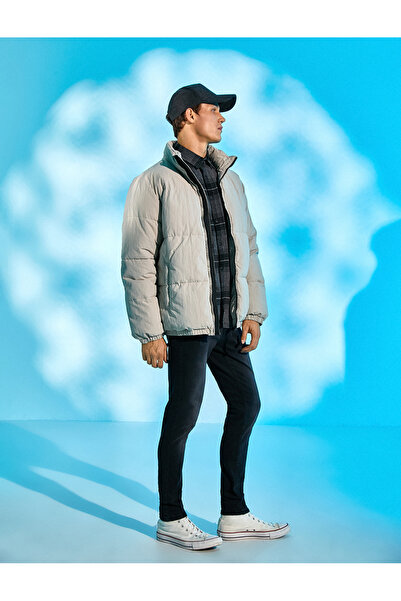 Koton High Collar Coat Zippered