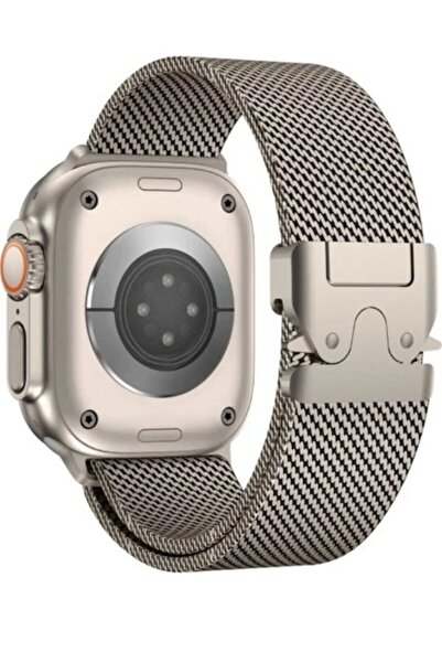 Alstrap Apple Watch 7 8 9 10 Ultra 44 45 46 49mm Uyumlu Kalın Örgü Metal Para...