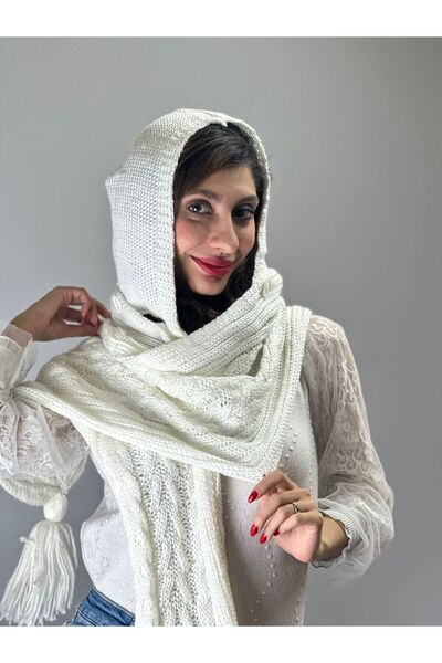 Gönülden Tasarım Трикотажний плетений жіночий шарф з капюшоном і ґудзиками 200X40 см