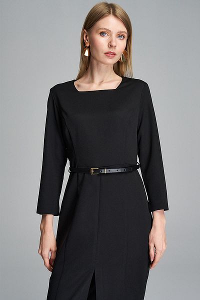 Journey Square Neck-Front Slit Dress